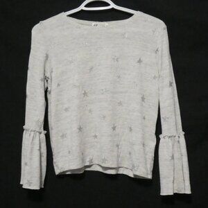 H&M | size 10-12 years | Grey Long Sleeve Shirt With Sparkling Silver Stars